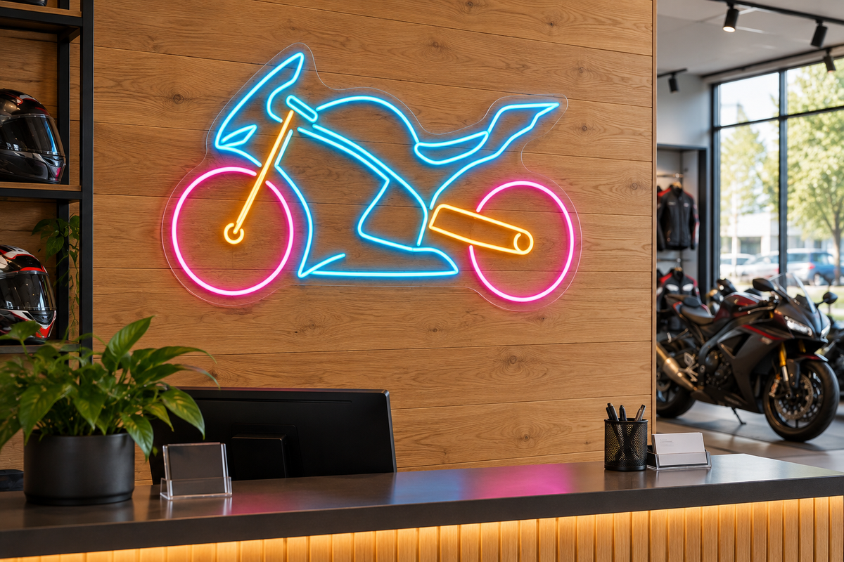 Sport Motorcycle LED Neon Sign for Motorcycle Spaces - interior setting
