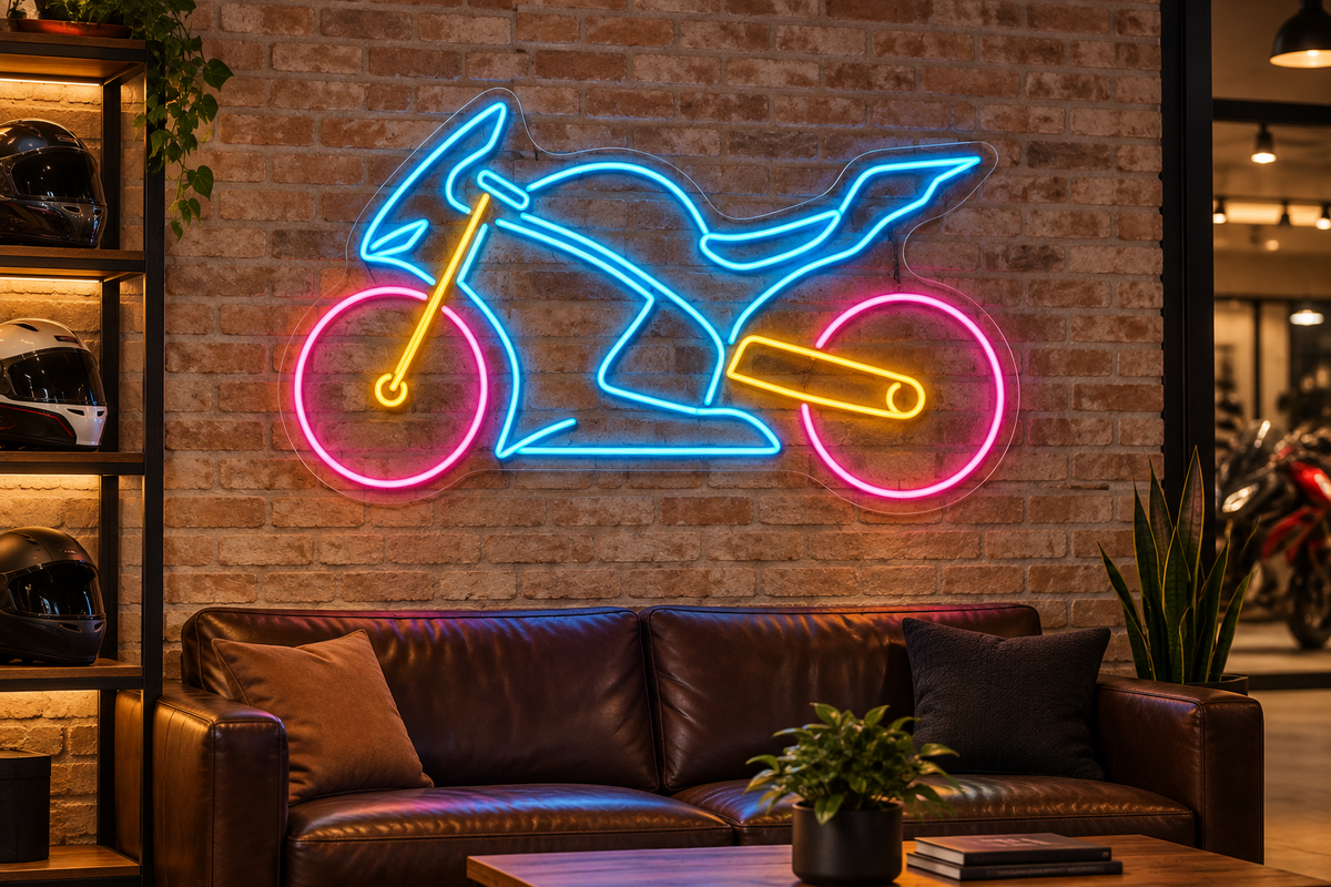 Sport Motorcycle LED Neon Sign for Motorcycle Spaces - interior setting