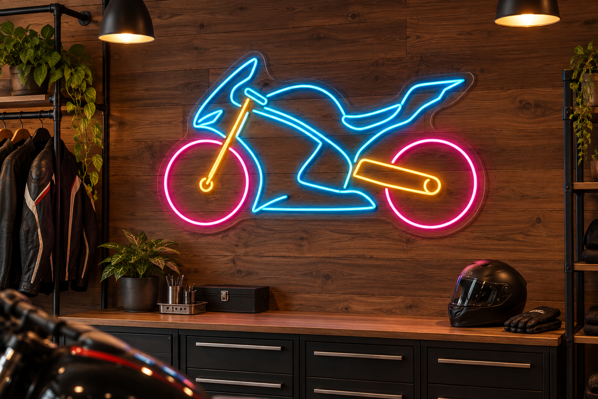 Sport Motorcycle LED Neon Sign for Motorcycle Spaces - interior setting