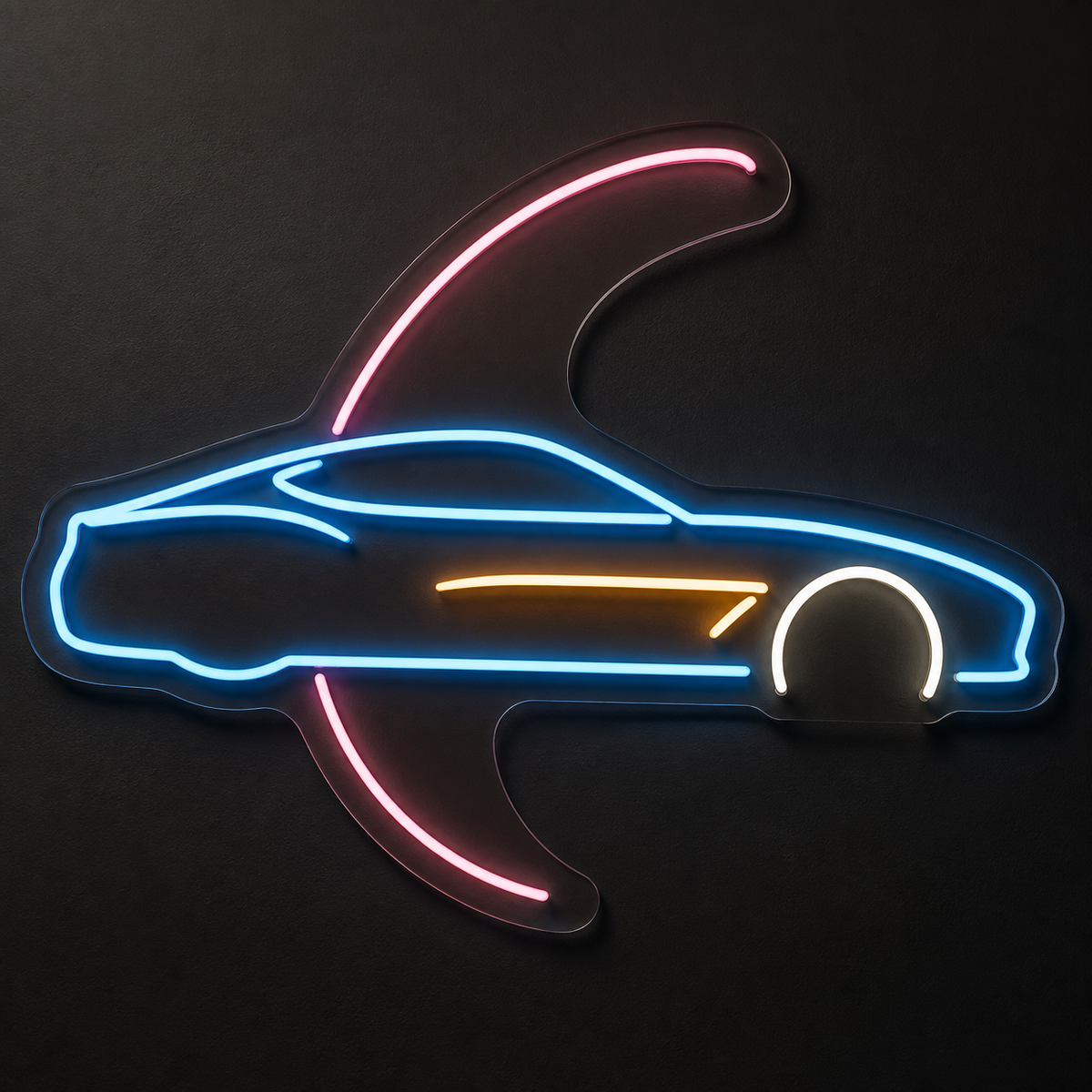 Sports Car with Sweeping Arc LED Neon Sign for Car Enthusiasts - design reference