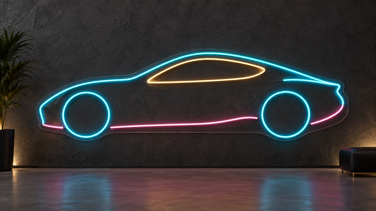 Sports Coupe Silhouette LED Neon Sign for Automotive Lounges - design reference