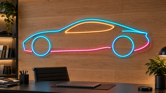 Sports Coupe Silhouette LED Neon Sign for Automotive Lounges - interior setting
