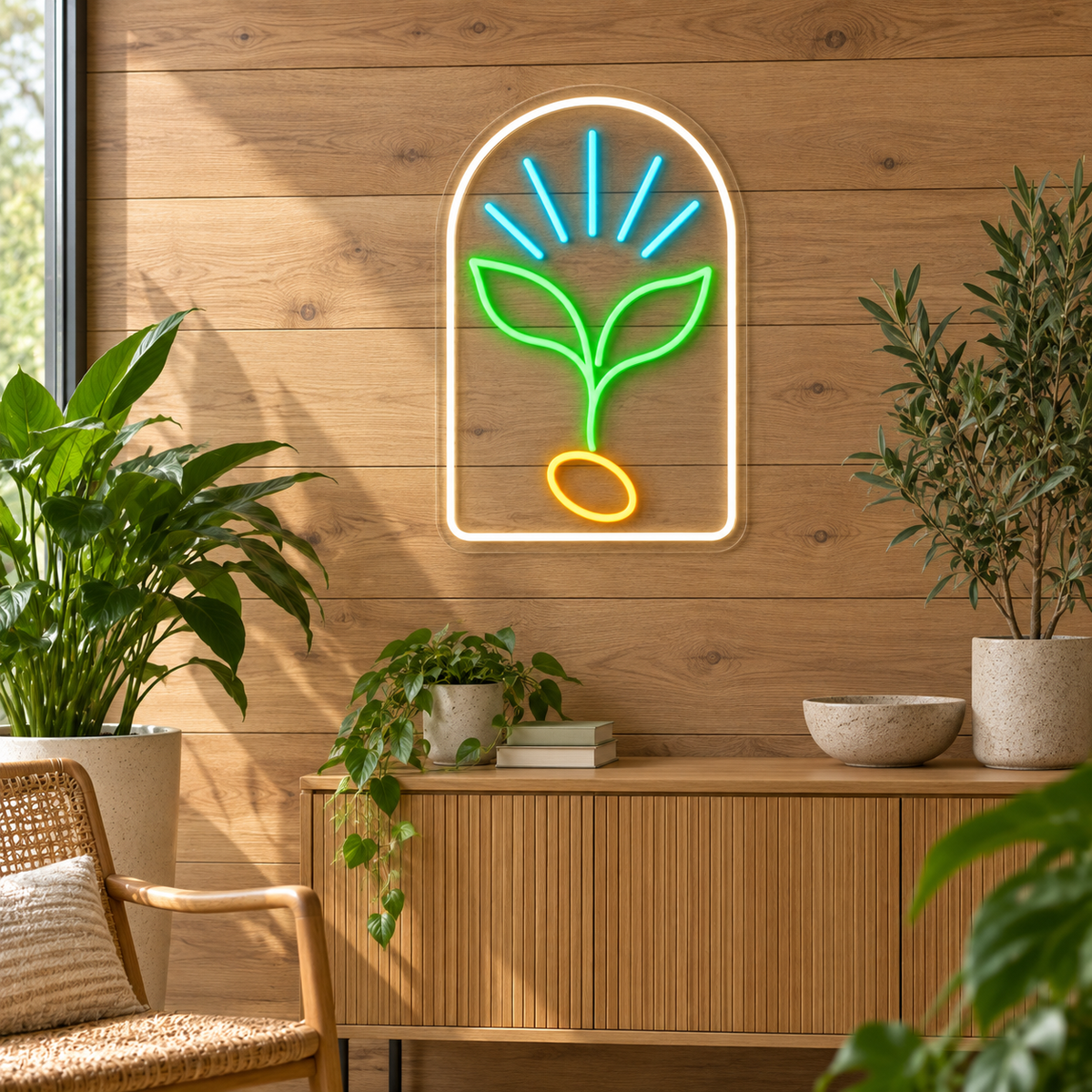 Seed of Possibility LED Neon Sign for Botanical Gardens - interior setting