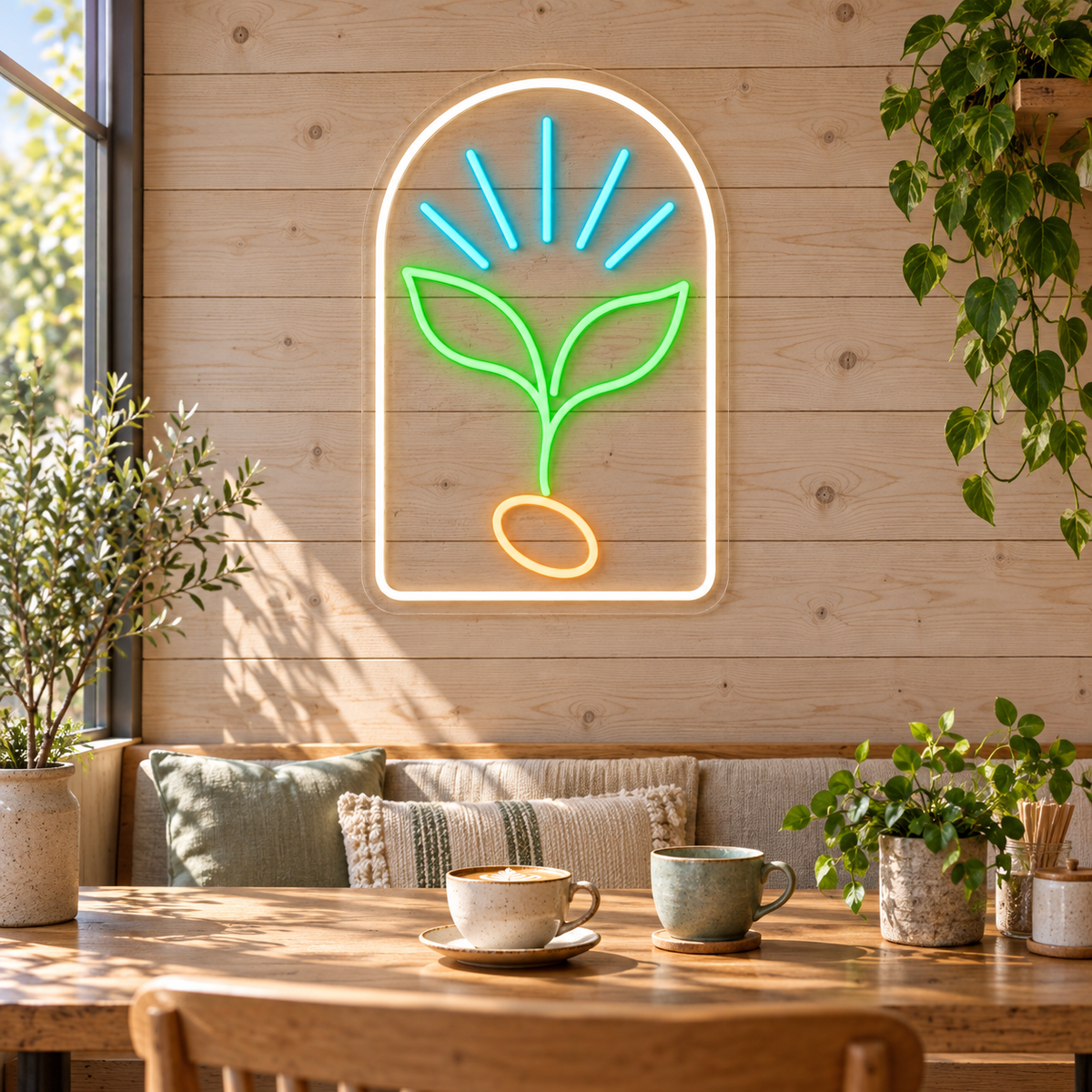 Seed of Possibility LED Neon Sign for Botanical Gardens - interior setting