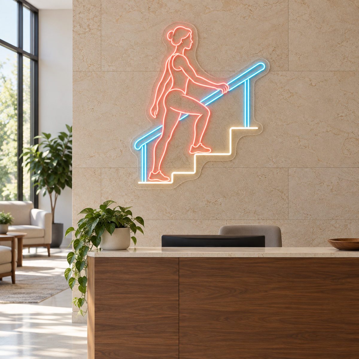 Stair Training LED Neon Sign for Rehabilitation Centers - interior setting