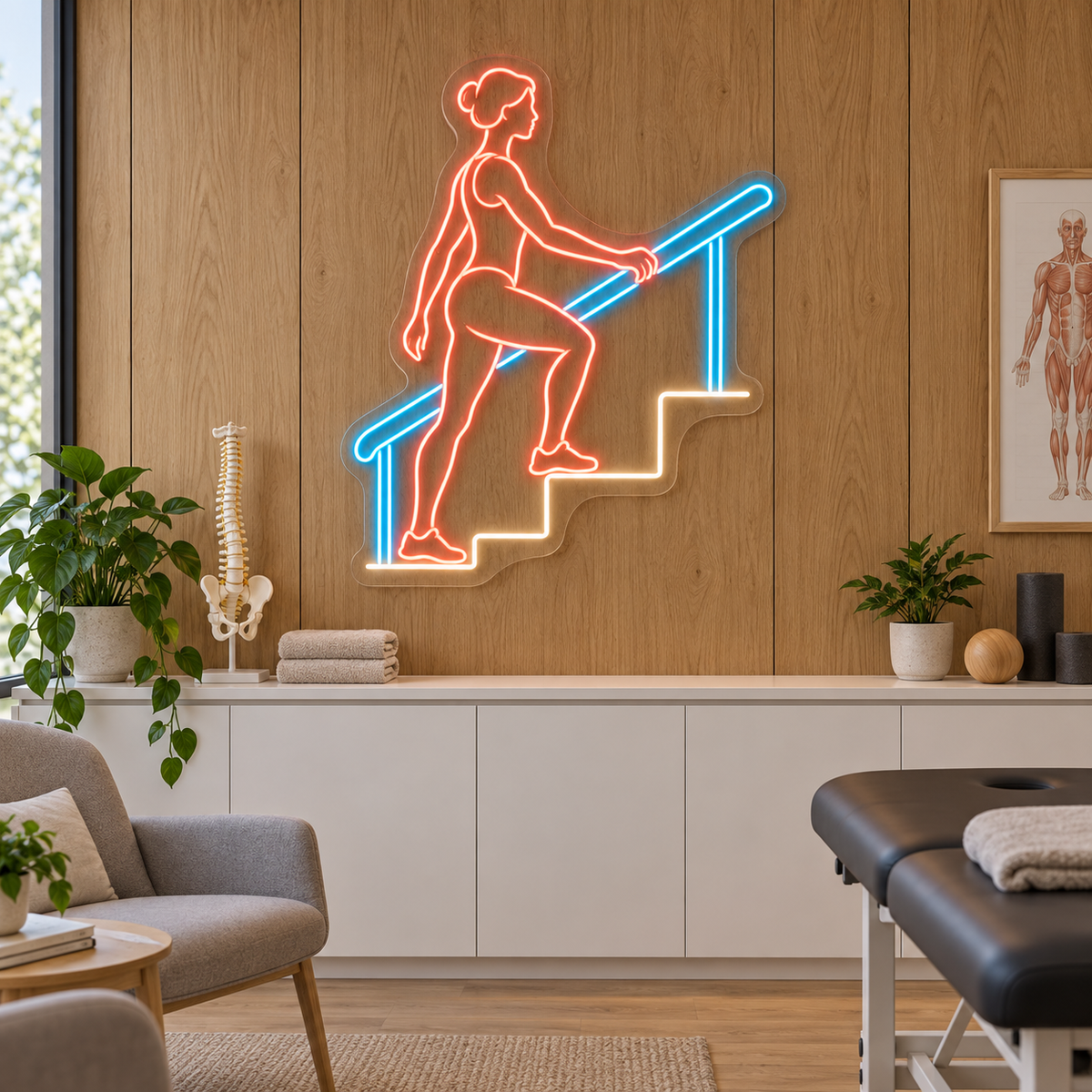 Stair Training LED Neon Sign for Rehabilitation Centers - interior setting