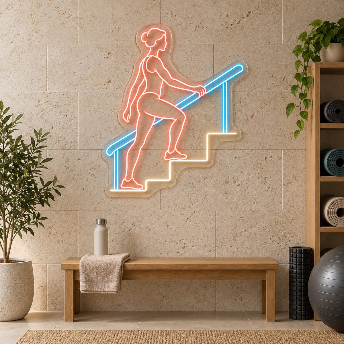Stair Training LED Neon Sign for Rehabilitation Centers - interior setting