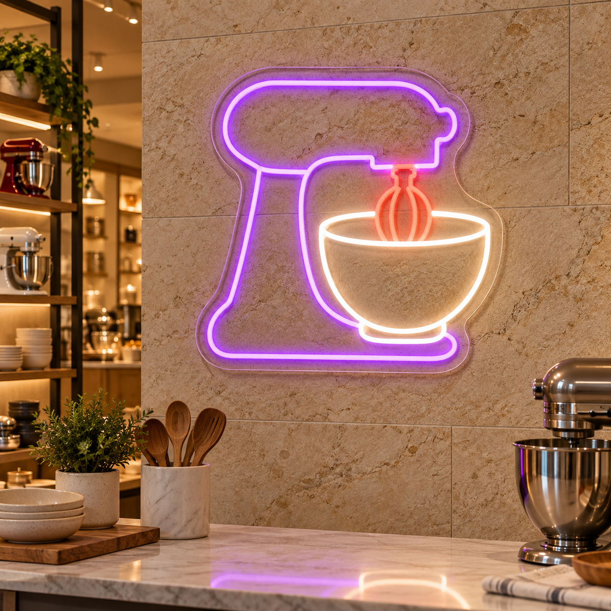 Stand Mixer LED Neon Sign for Baking Corners - interior setting