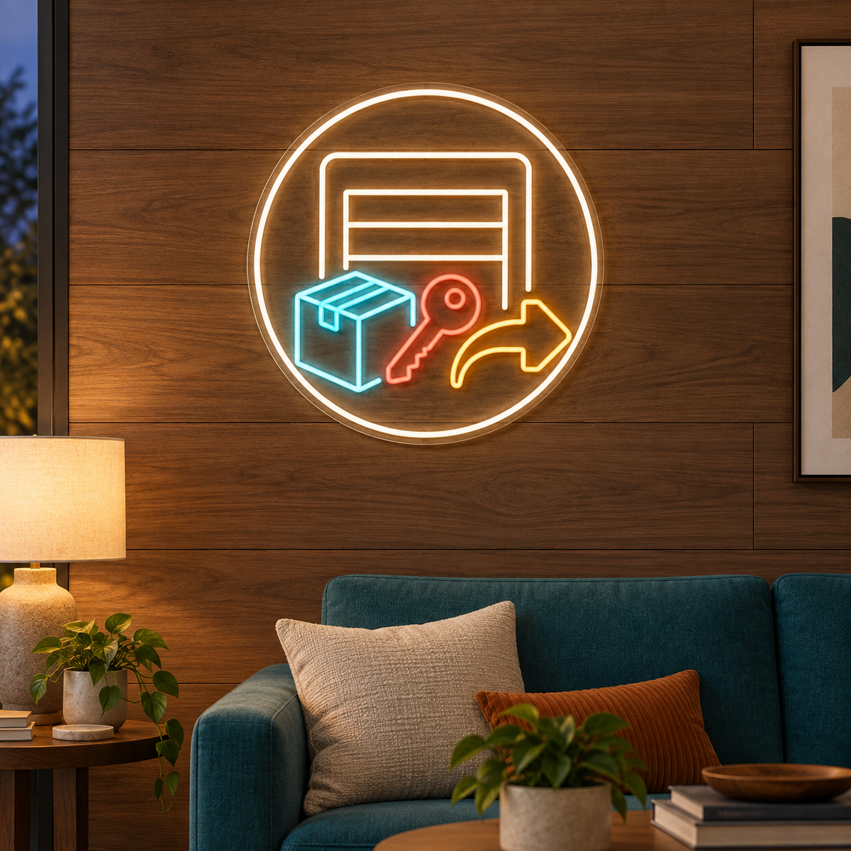Storage Door & Parcel LED Neon Sign for Self Storage Offices - interior setting
