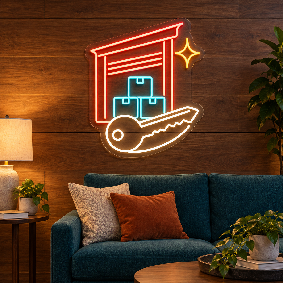 Storage Door & Boxes LED Neon Sign for Self Storage Offices - interior setting