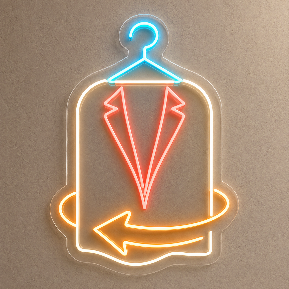 Suit & Return Arrow LED Neon Sign for Formalwear Rental Shops - design reference