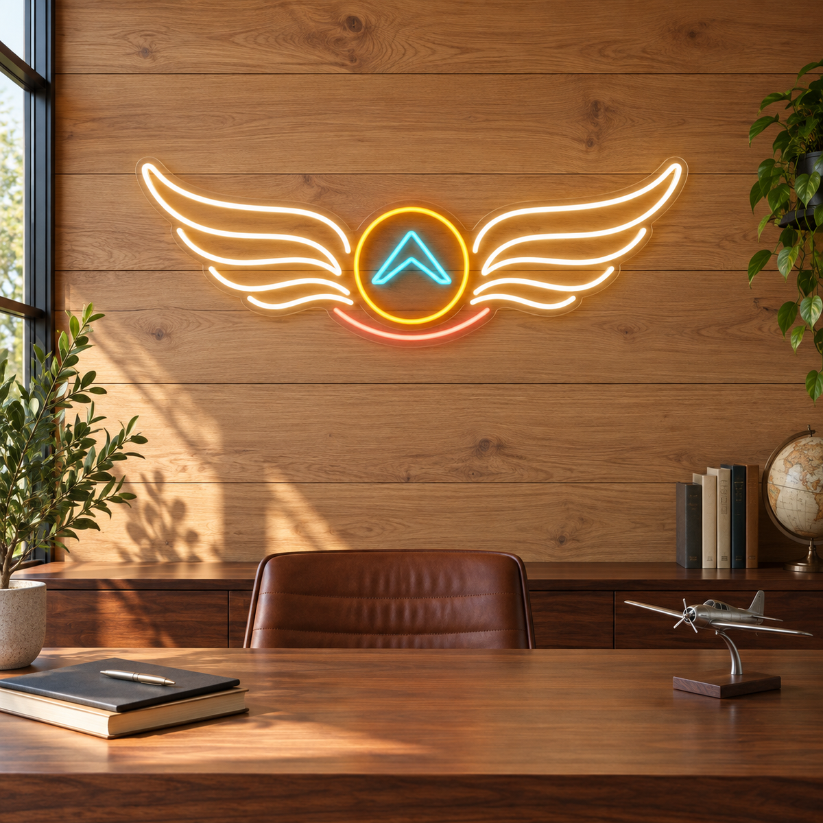 Wings of Ambition LED Neon Sign for Flight Schools - interior setting