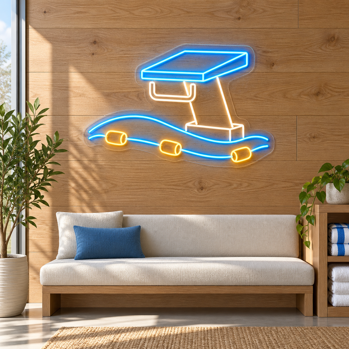 Swimming Starting Block & Lane Floats LED Neon Sign for Swim Schools - interior setting