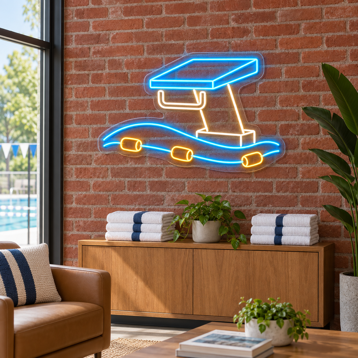 Swimming Starting Block & Lane Floats LED Neon Sign for Swim Schools - interior setting