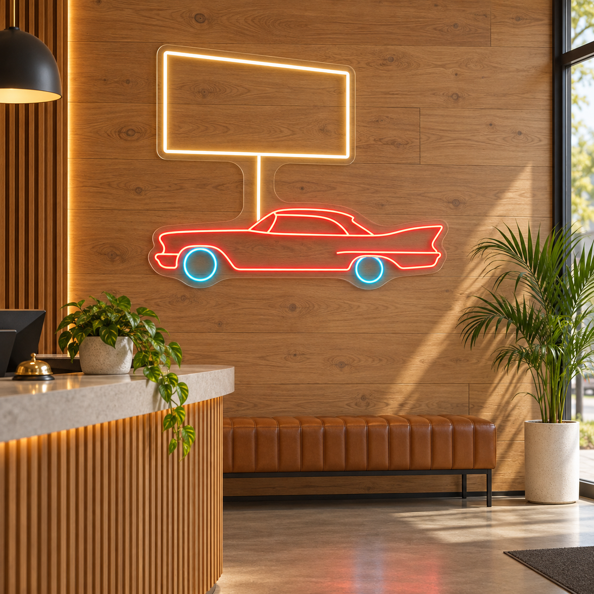 Classic Car & Drive-In LED Neon Sign for Drive-In Theaters - interior setting