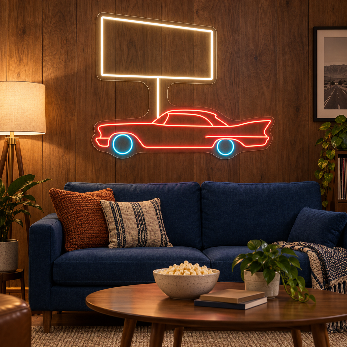 Classic Car & Drive-In LED Neon Sign for Drive-In Theaters - interior setting
