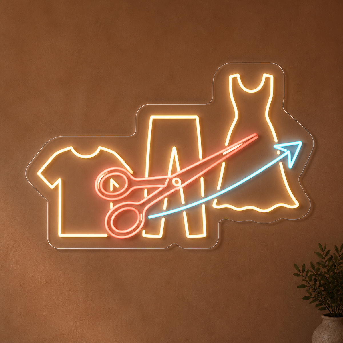 Scissors & Garments LED Neon Sign for Alteration Shops - design reference