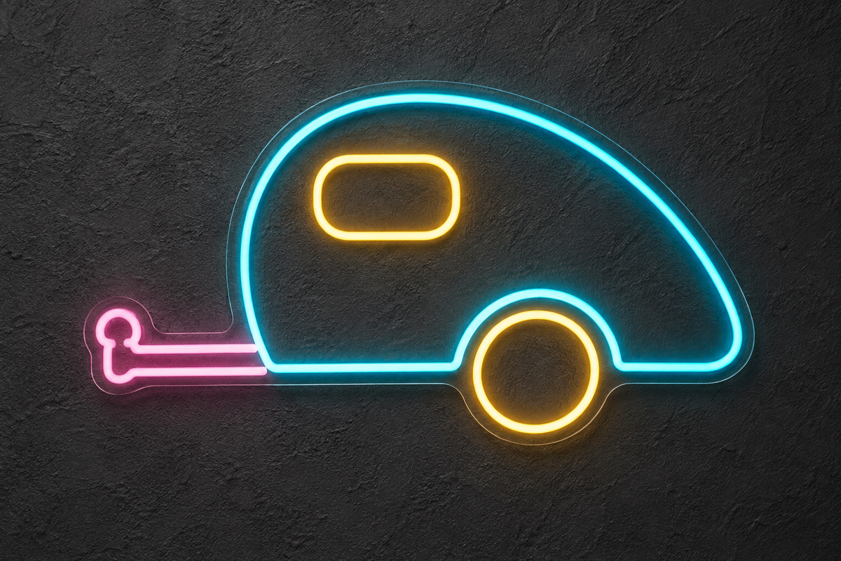 Teardrop Camper Trailer LED Neon Sign for Camping Lounges - design reference