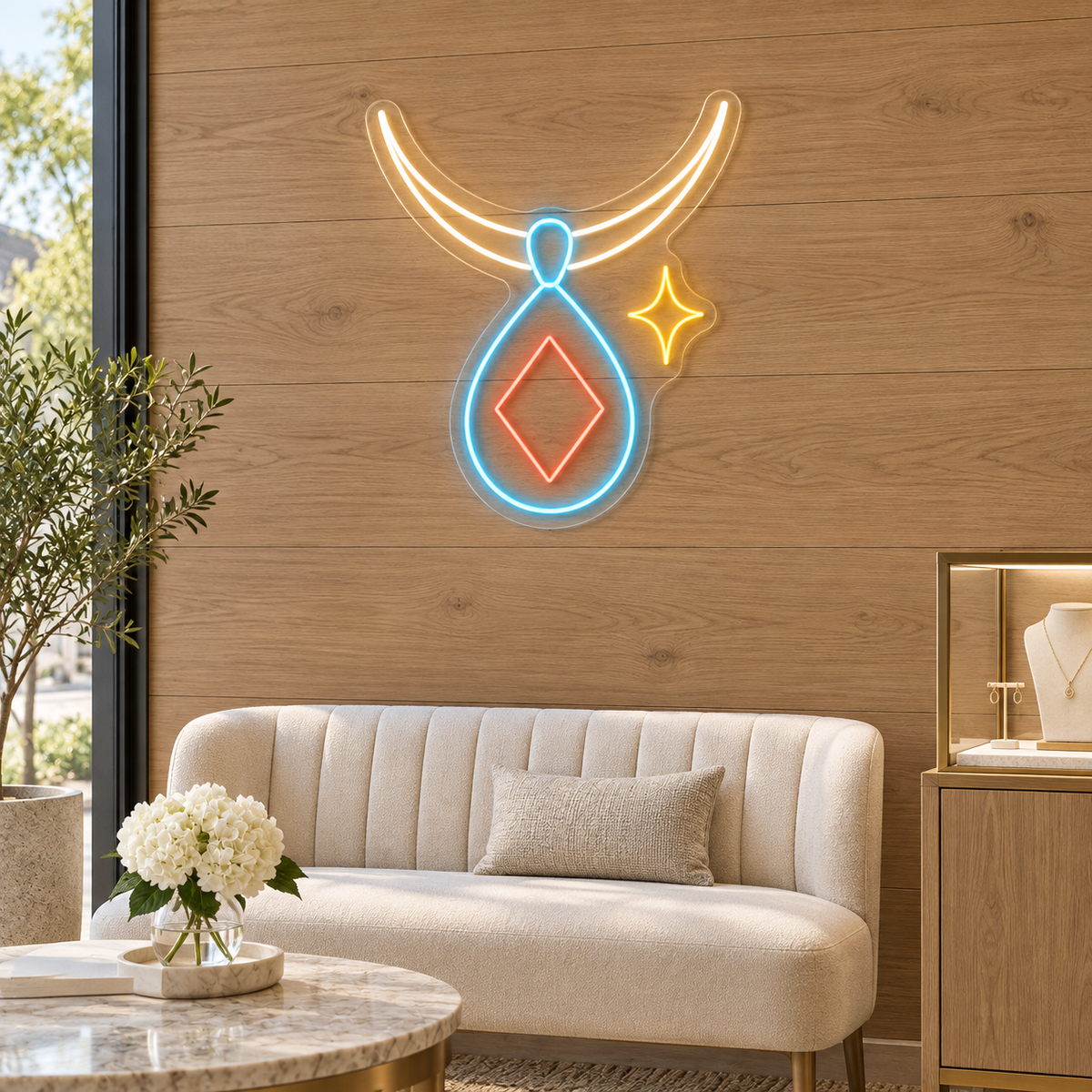 Necklace & Diamond LED Neon Sign for Jewelry Classes - interior setting