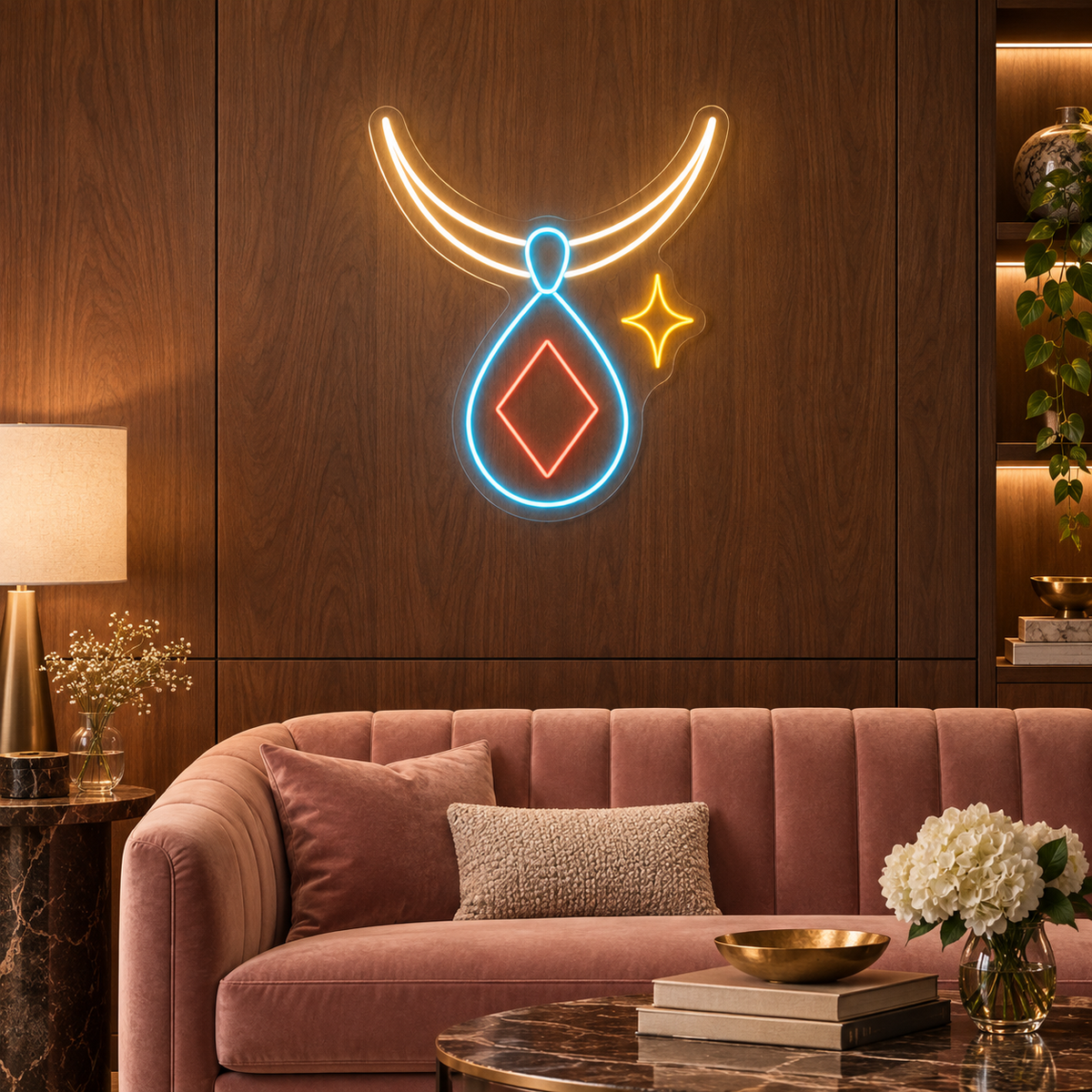 Necklace & Diamond LED Neon Sign for Jewelry Classes - interior setting