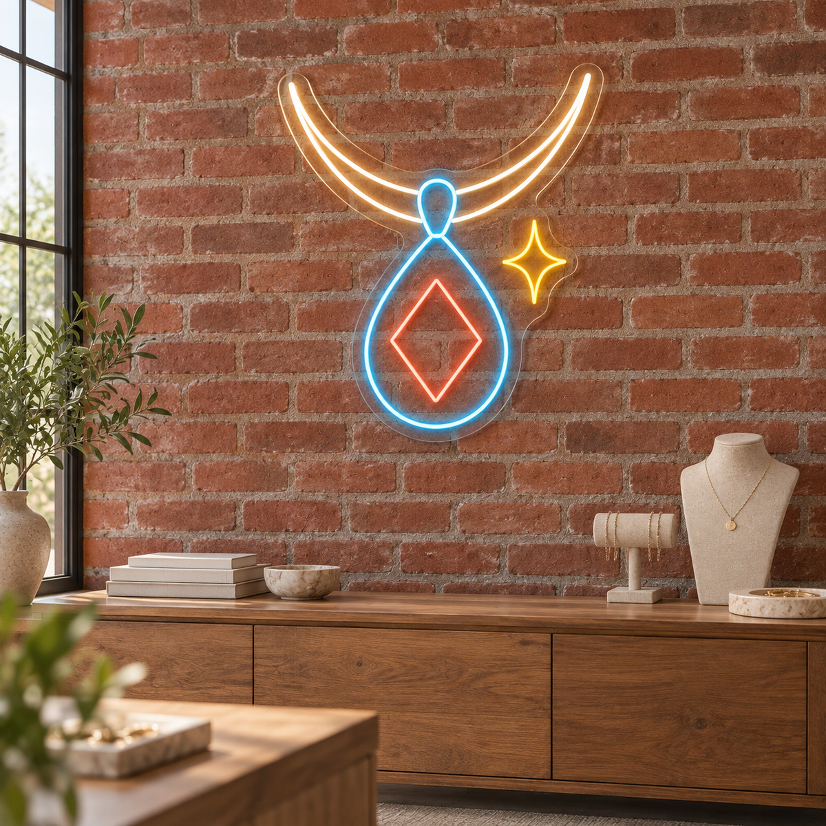 Necklace & Diamond LED Neon Sign for Jewelry Classes - interior setting