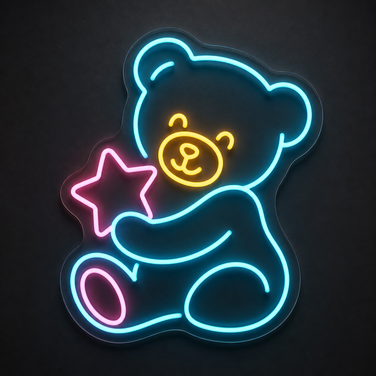 Teddy Bear Holding Star LED Neon Sign for Toy Shops - design reference