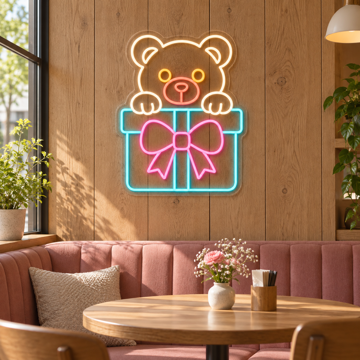 Teddy Bear Gift LED Neon Sign for Kids' Party Venues - interior setting