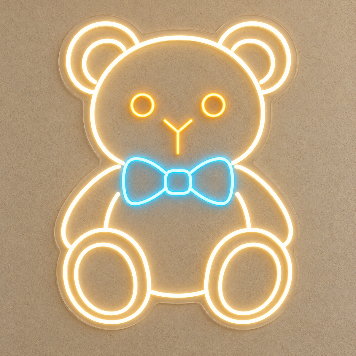 Teddy Bear & Bow Tie LED Neon Sign for Indoor Playgrounds - design reference