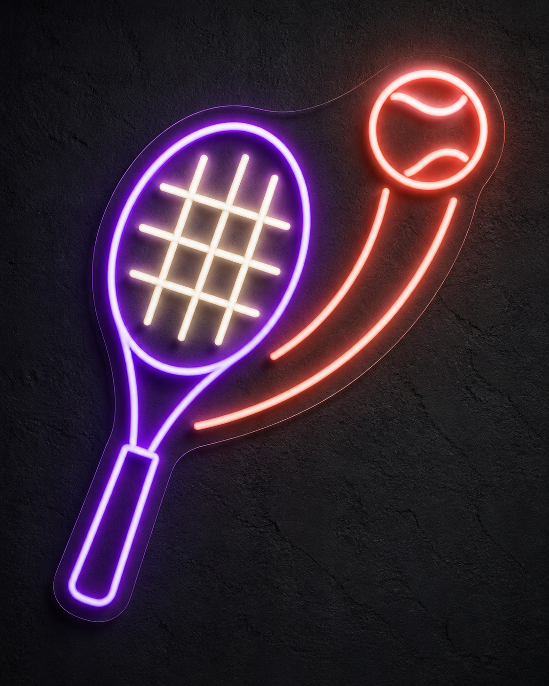 Tennis Racket and Flying Ball LED Neon Sign for Tennis Spaces - design reference