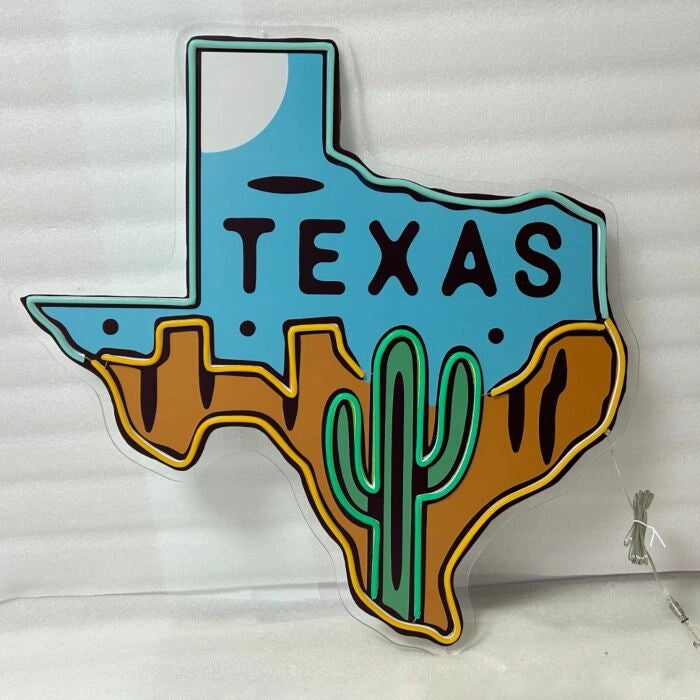Texas State Cactus LED Neon Sign for Bar Home Western Wall Decor
