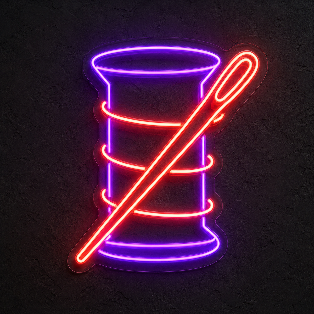 Thread Spool and Needle LED Neon Sign for Sewing Studios - design reference