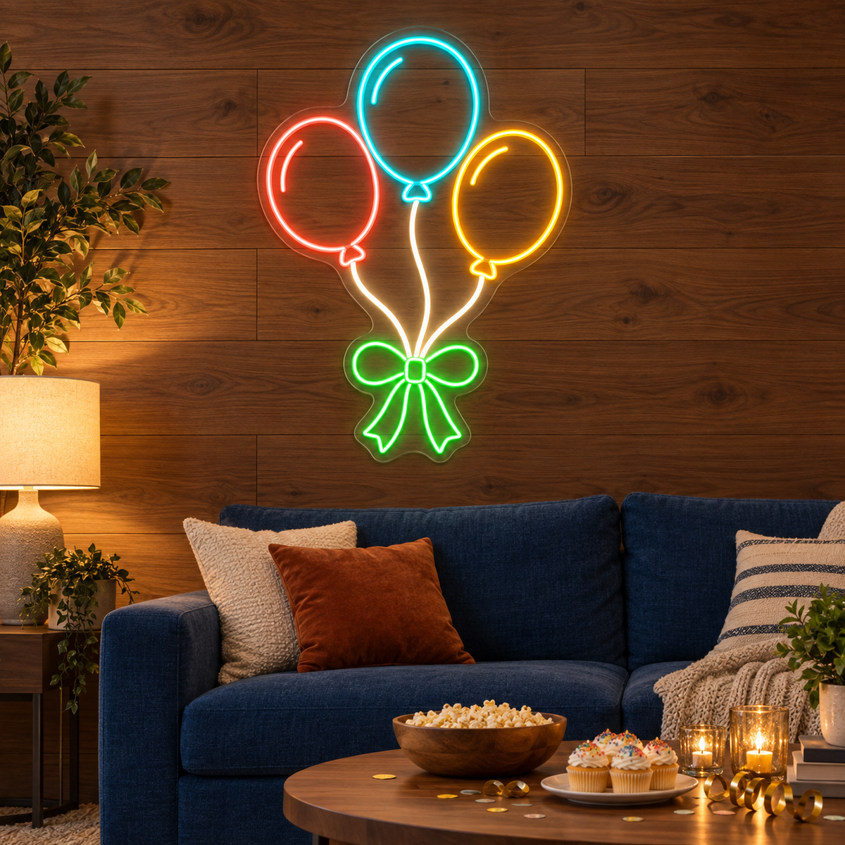 Balloons & Ribbon LED Neon Sign for Indoor Playgrounds - interior setting