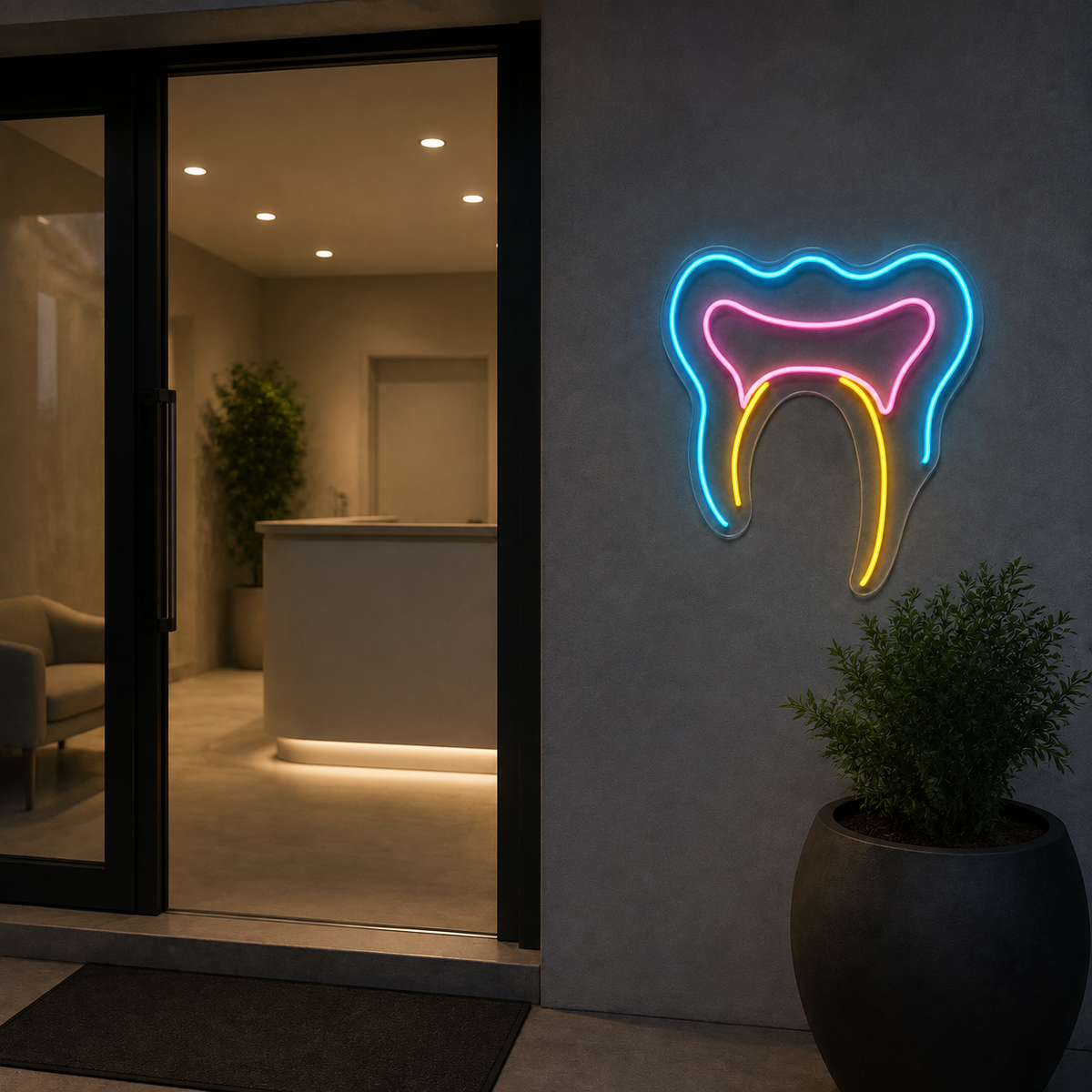 Inside the Tooth LED Neon Sign for Endodontic Clinics - interior setting