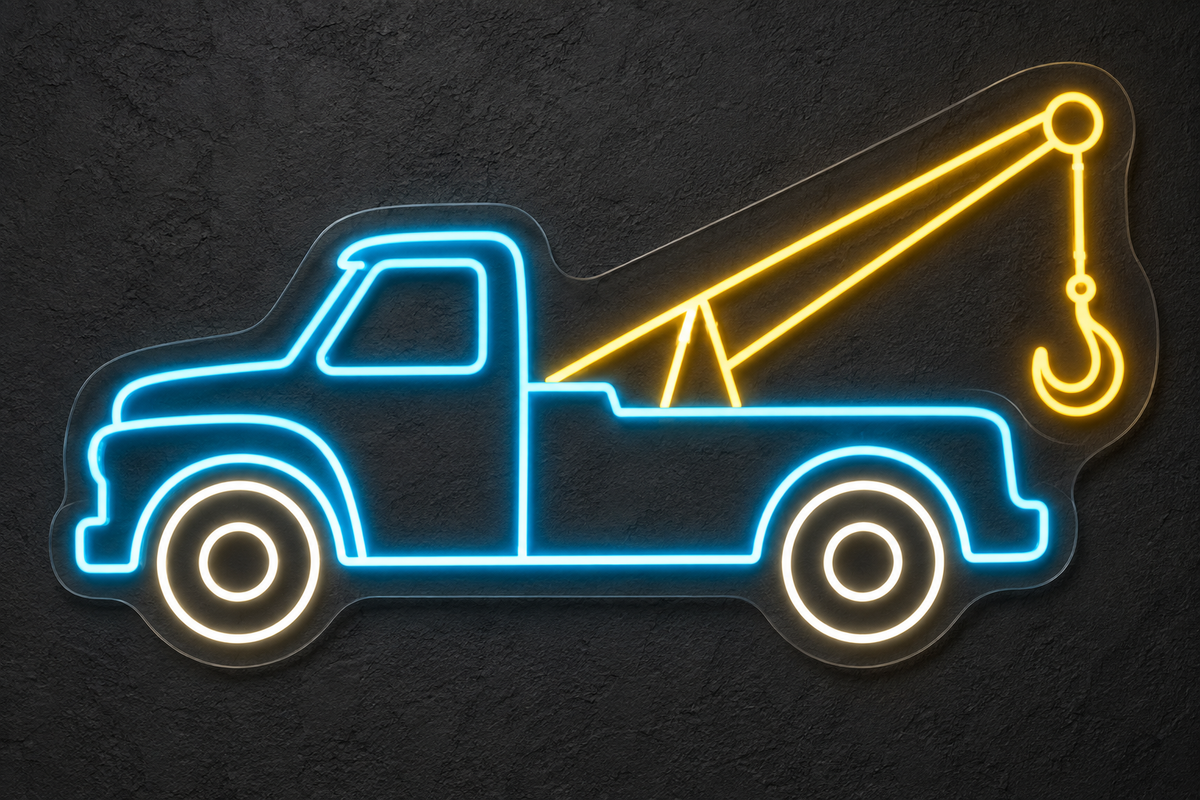 Tow Truck & Hook LED Neon Sign for Towing Services - design reference