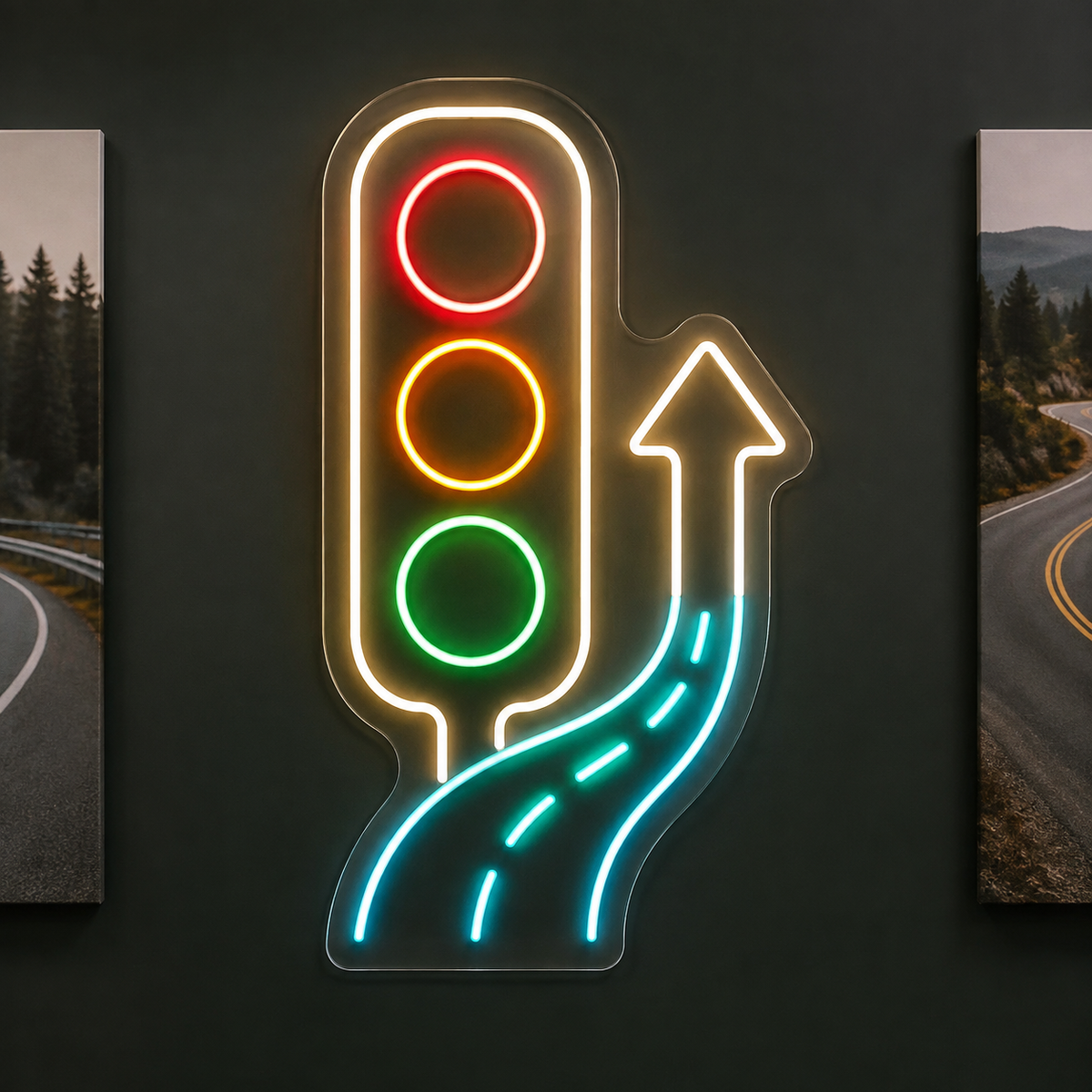 Traffic Light & Road LED Neon Sign for Driving Schools - design reference