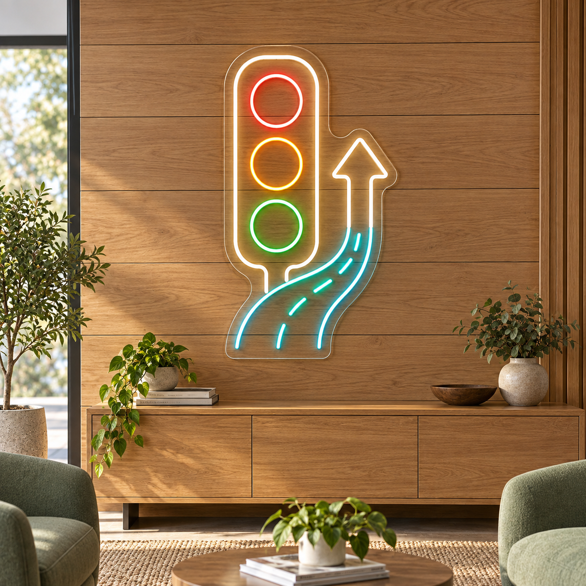 Traffic Light & Road LED Neon Sign for Driving Schools - interior setting