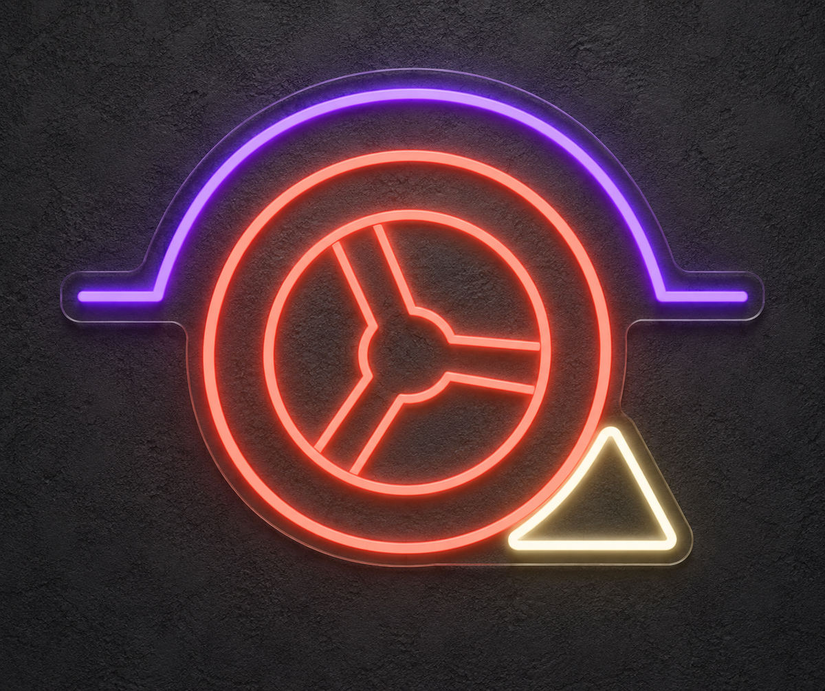 Trailer Wheel and Chock LED Neon Sign for RV Supply Shops - design reference