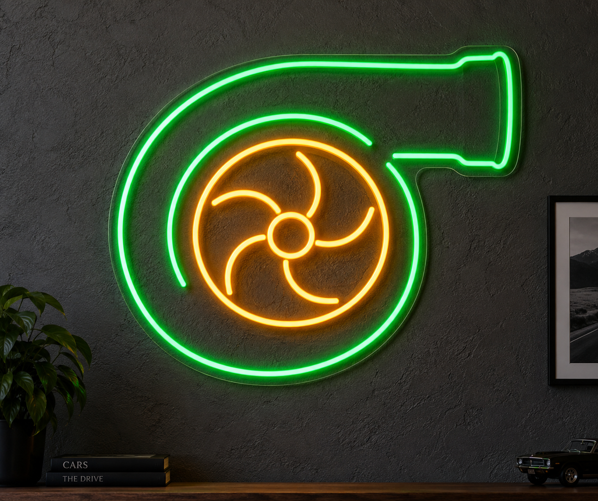 Turbocharger Turbine LED Neon Sign for Engine Shops - design reference