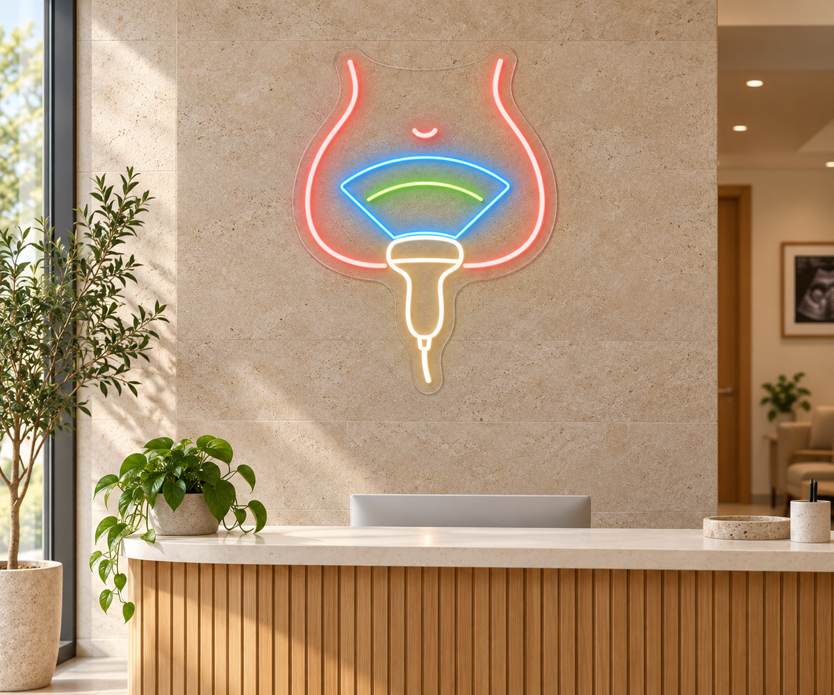 Ultrasound Probe LED Neon Sign for Imaging Centers - interior setting