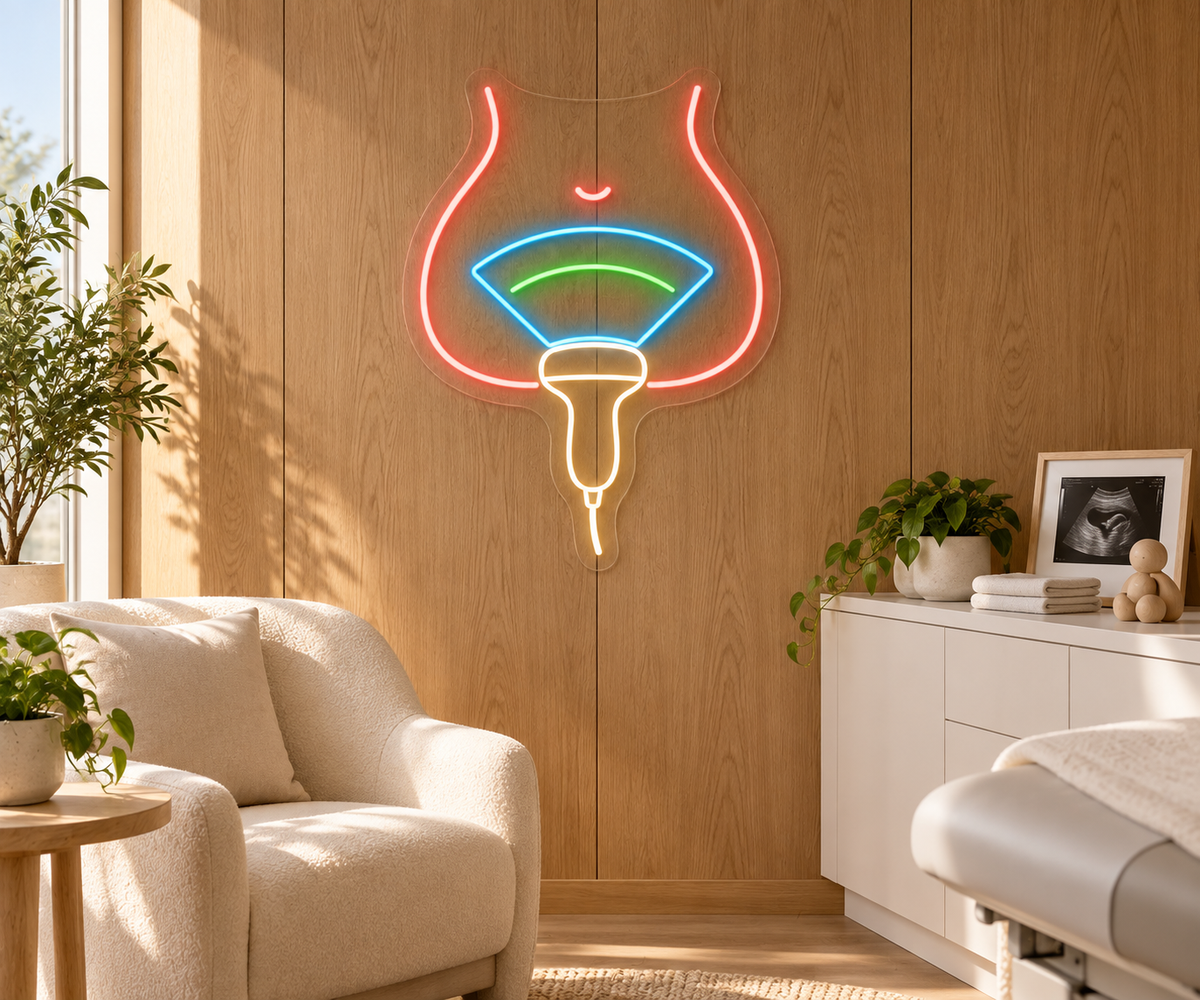 Ultrasound Probe LED Neon Sign for Imaging Centers - interior setting