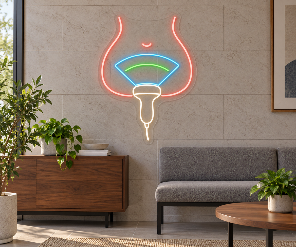Ultrasound Probe LED Neon Sign for Imaging Centers - interior setting