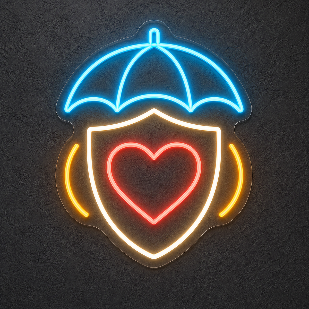 Umbrella & Heart Shield LED Neon Sign for Insurance Agencies - design reference