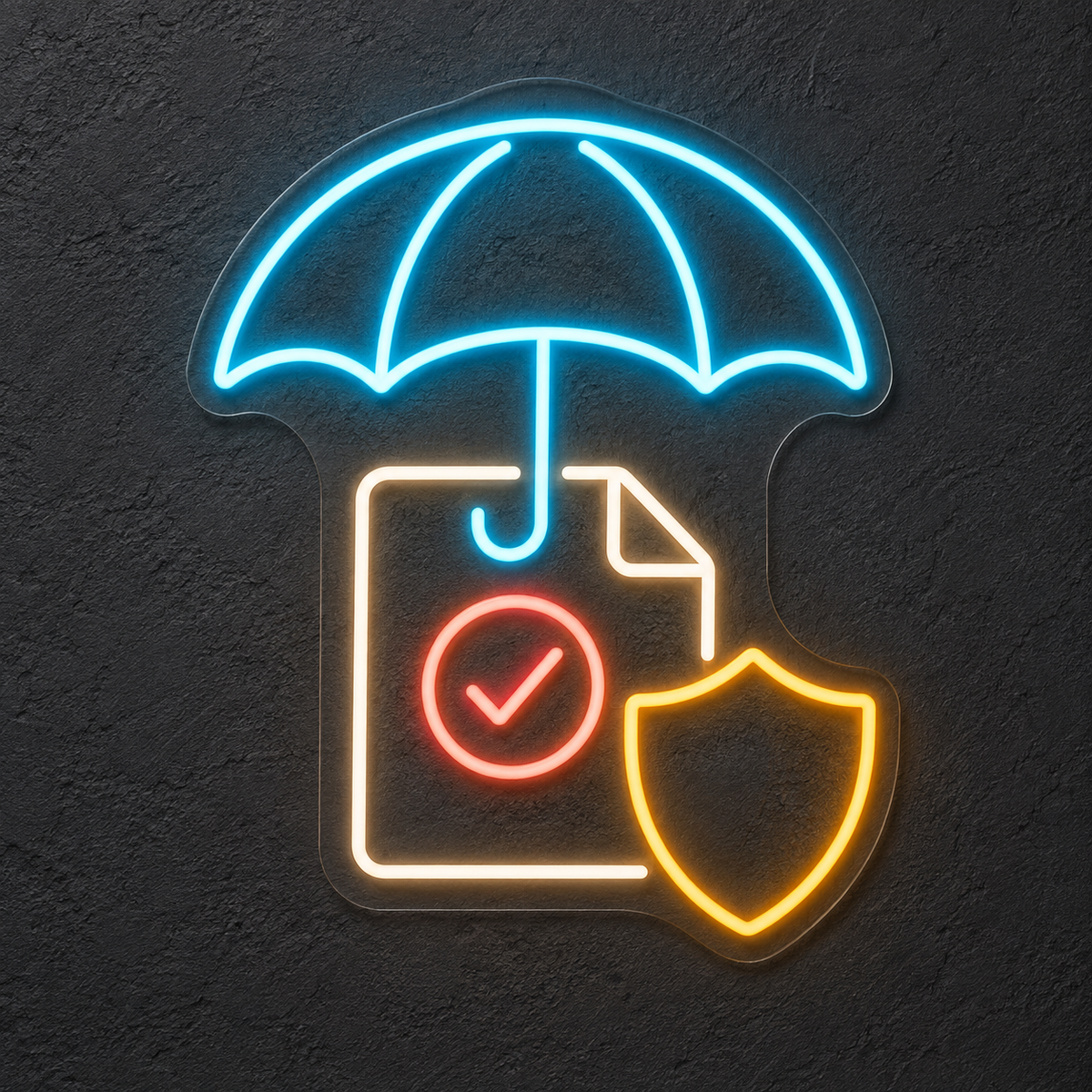 Umbrella & Policy Shield LED Neon Sign for Insurance Agencies - design reference