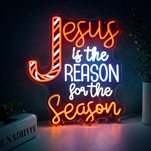 Jesus is the Reason for the Season LED Neon Sign Christmas Decoration
