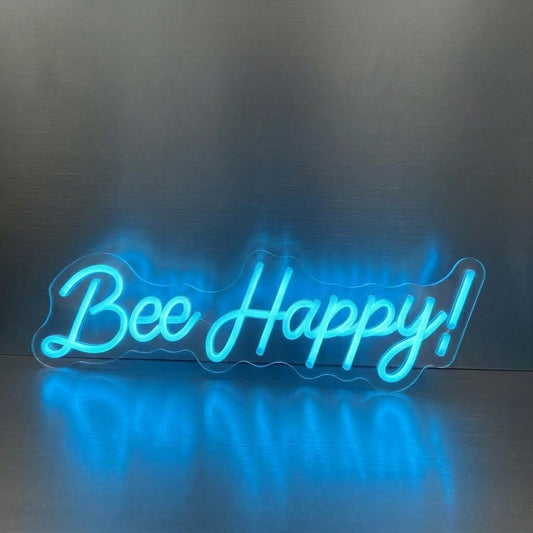 Bee Happy LED Neon Sign Motivational Quote Neon Light for Room Wall Decor
