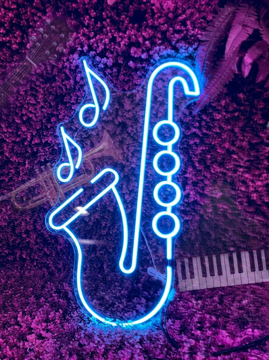 Saxophone LED Neon Sign Music Note Neon Light for Jazz Bar Music Studio Wall Decor