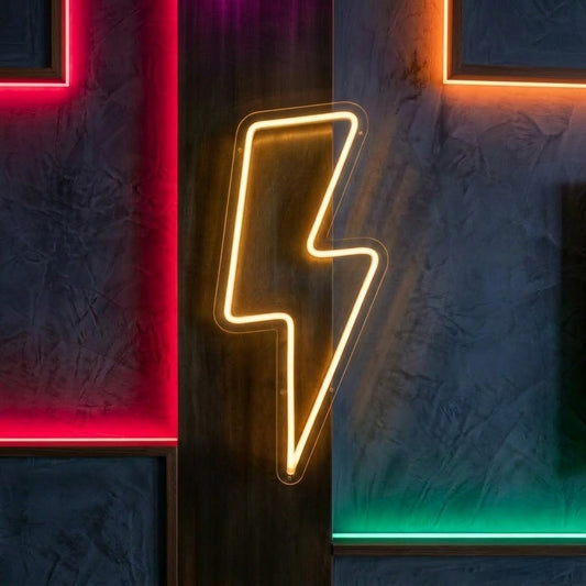 Lightning Bolt LED Neon Sign for Gaming Room, Bar & Modern Wall Decor