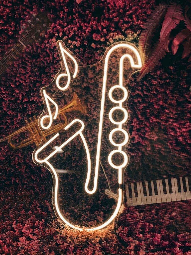 Saxophone LED Neon Sign Music Note Neon Light for Jazz Bar Music Studio Wall Decor