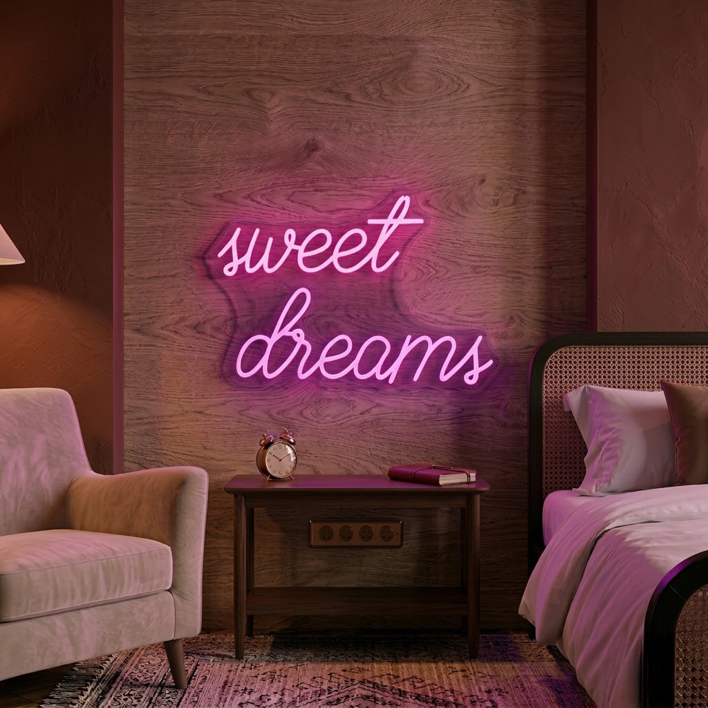 Sweet Dreams LED Neon Sign for Bedroom, Aesthetic Room & Night Light Decor