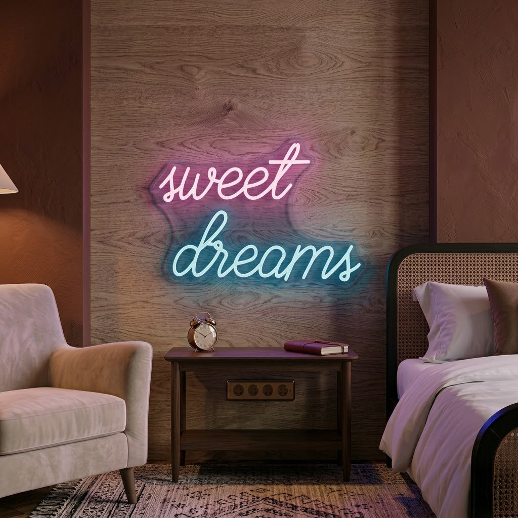 Sweet Dreams LED Neon Sign for Bedroom, Aesthetic Room & Night Light Decor